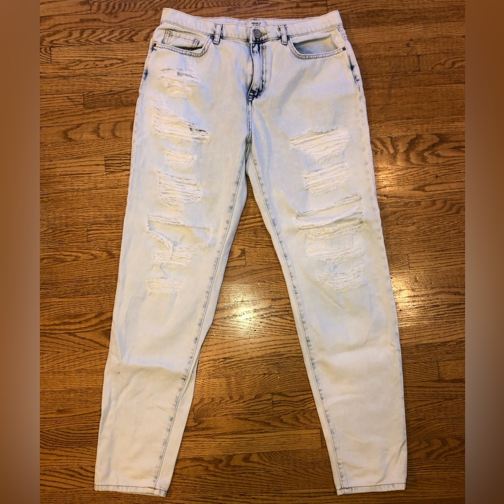Light Blue Wash Ripped Jeans